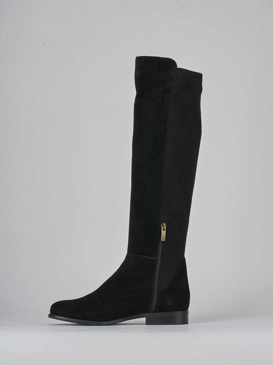 Donna Barca | Stivali Tacco 2Cm Camoscio Nero