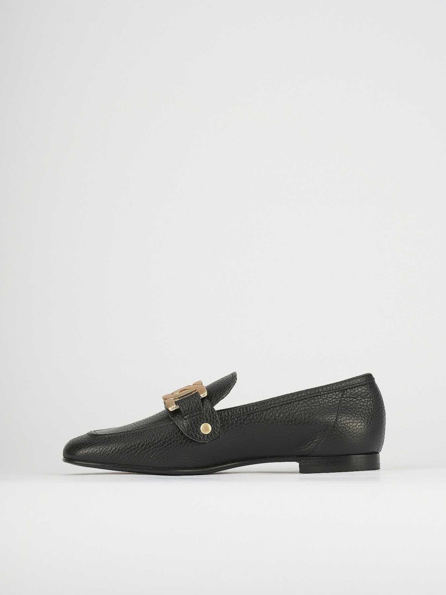 Donna Barca | Mocassini Tacco 1 Cm In Pelle Nera