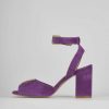 Donna Barca | Sandali Tacco Alto Tacco 8 Cm In Camoscio Viola