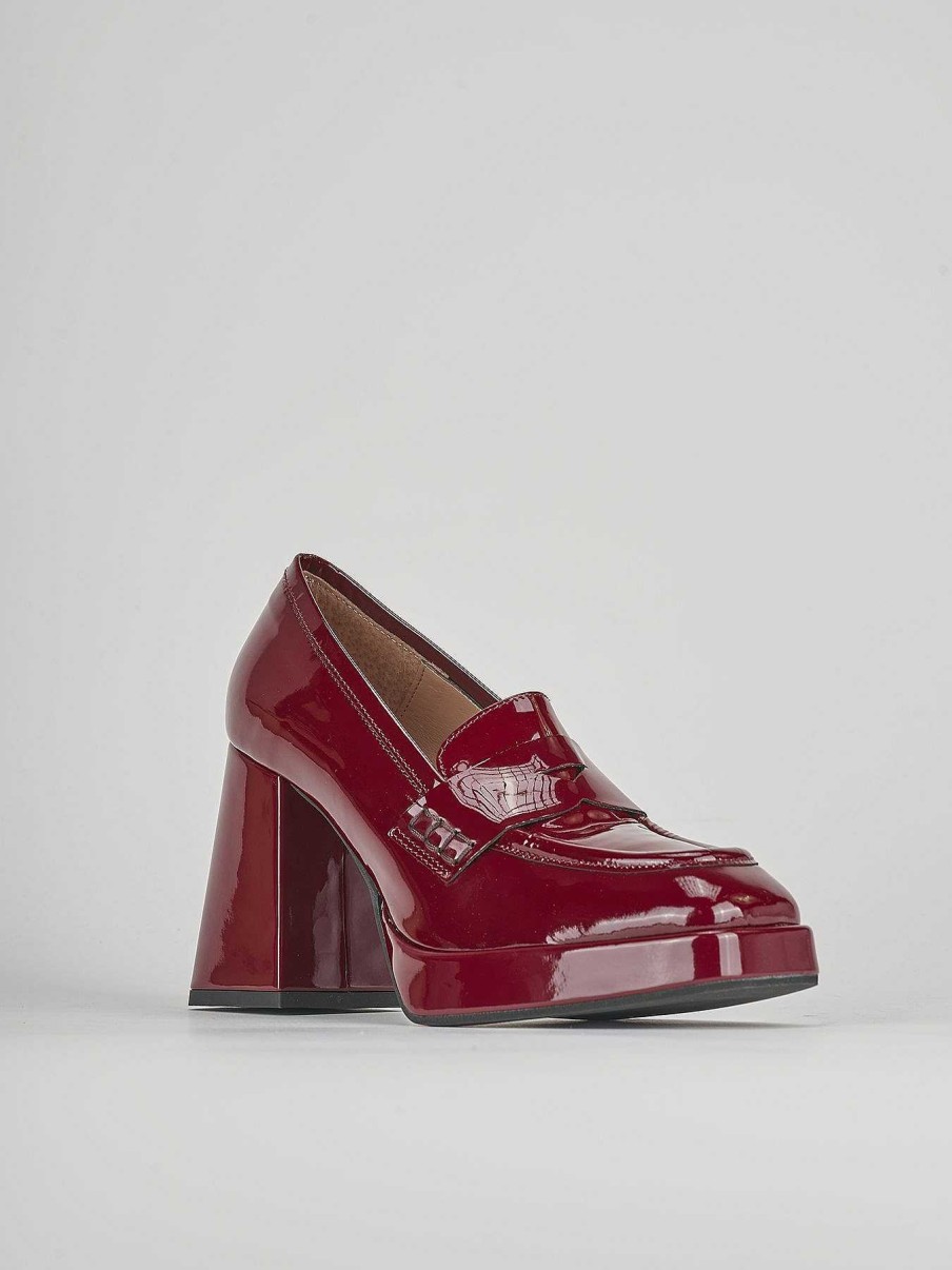 Donna Barca | Mocassino Tacco 7 Cm In Vernice Bordeaux