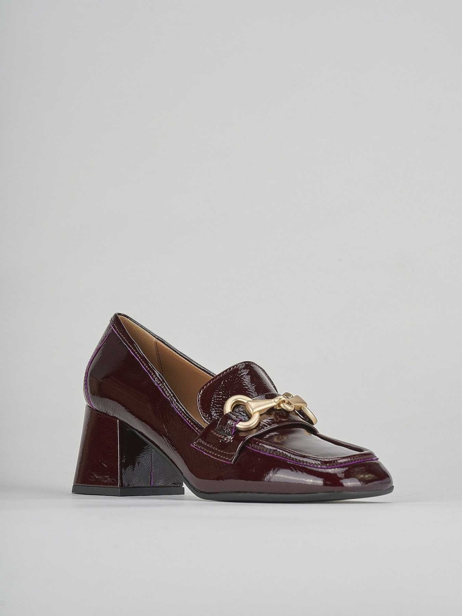 Donna Barca | Mocassino Tacco 5 Cm In Pelle Bordeaux