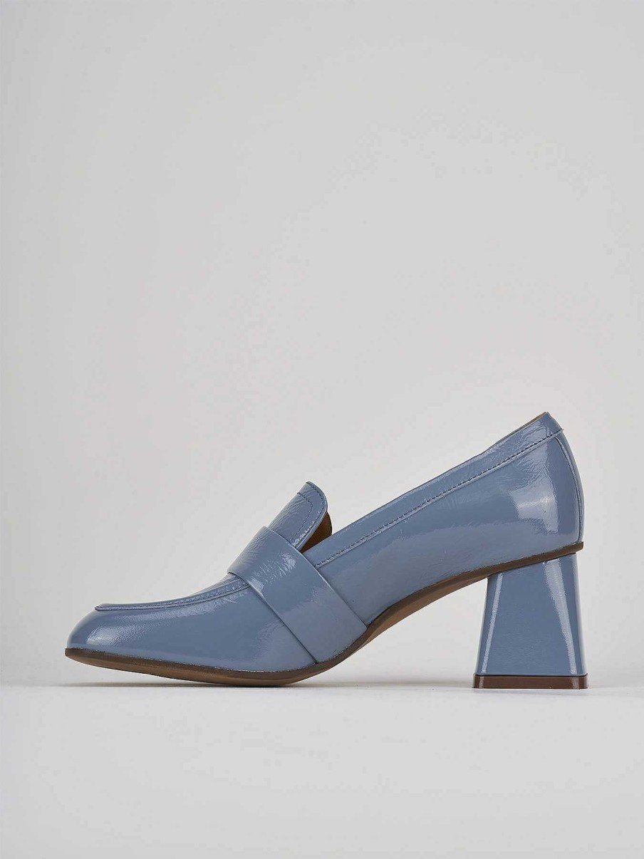 Donna Barca | Mocassino Tacco 6 Cm In Pelle Blu