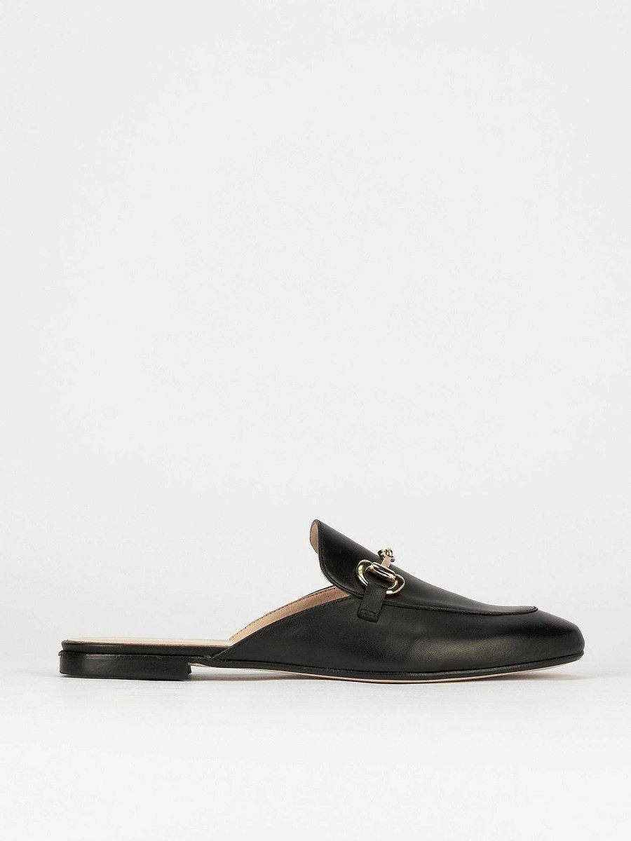 Donna Barca | Sabot Tacco 1 Cm In Pelle Nera