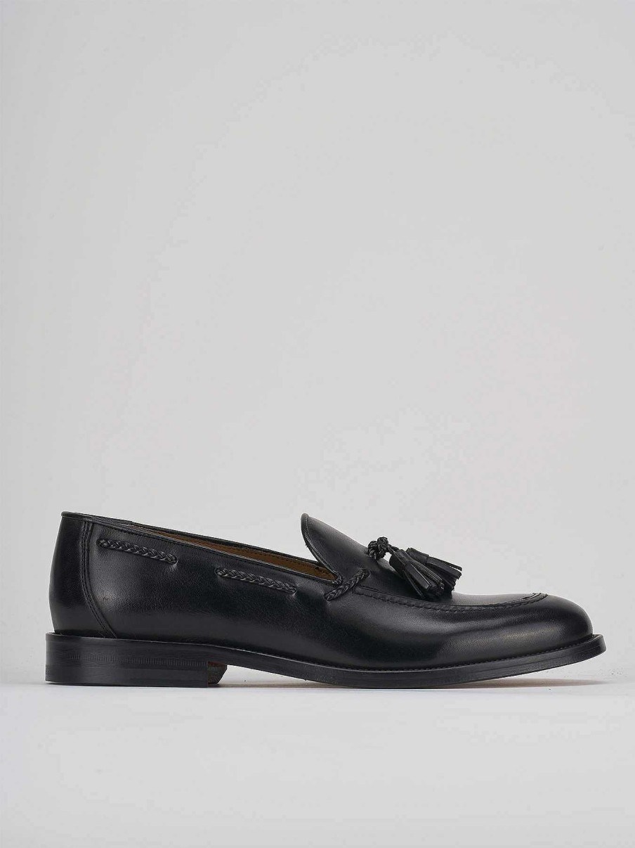 Uomo Barca | Mocassini Tacco 2 Cm In Pelle Nera