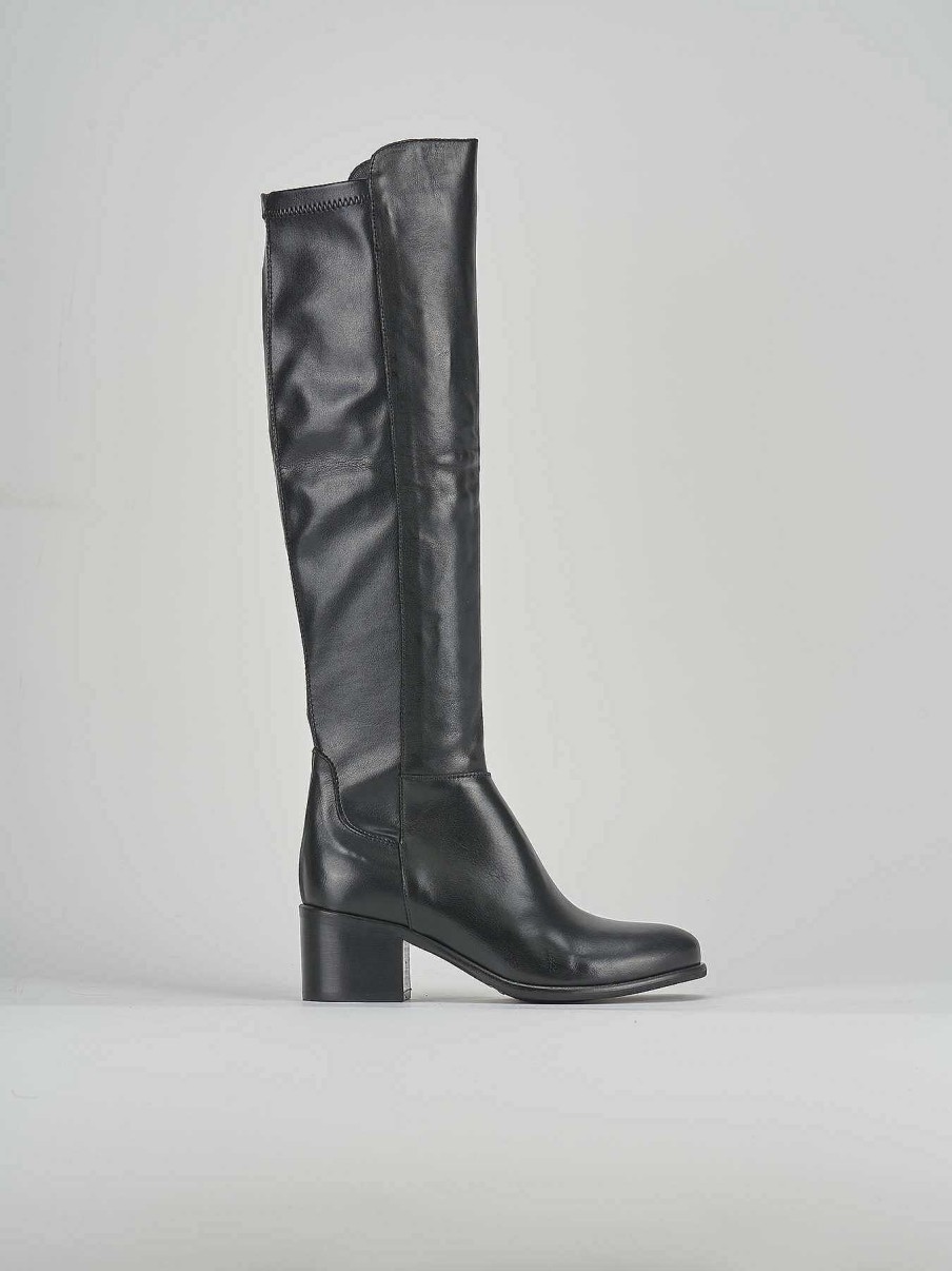 Donna Barca | Stivali Tacco Alto Tacco 5 Cm In Pelle Nera