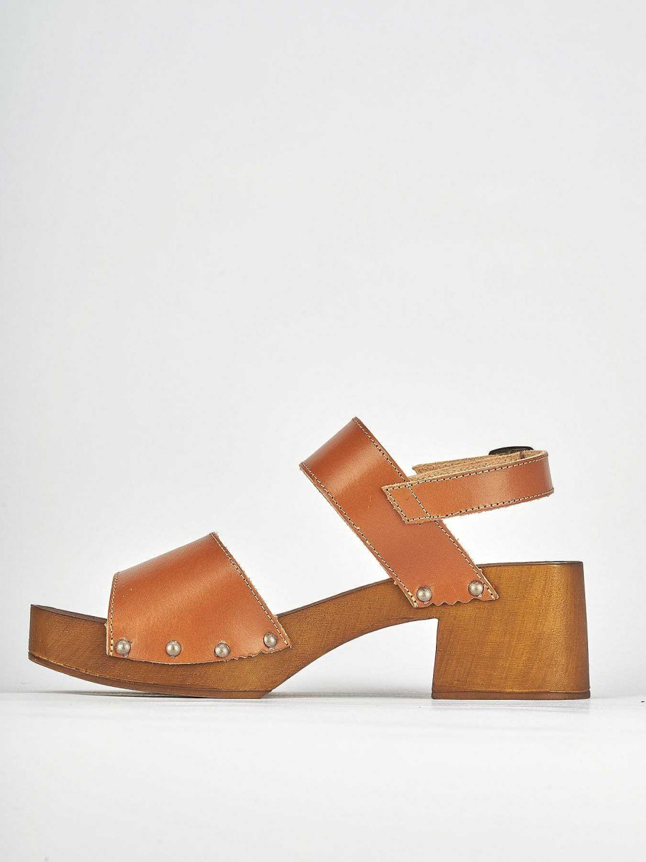 Donna Barca | Sandali Tacco Alto Tacco 5 Cm In Pelle Marrone