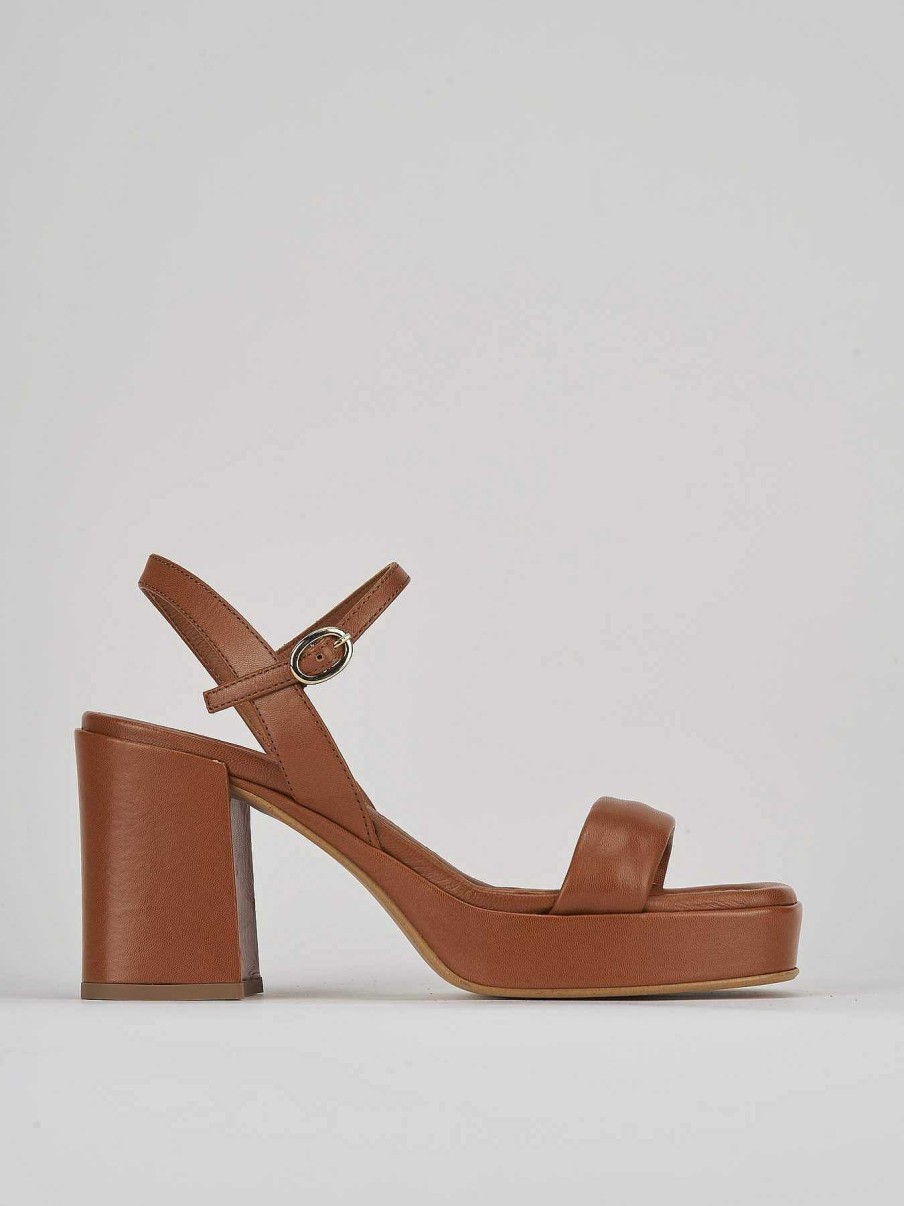 Donna Barca | Sandali Tacco Alto Tacco 8 Cm In Pelle Marrone