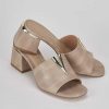 Donna Barca | Pantofole Tacco 5 Cm In Pelle Beige