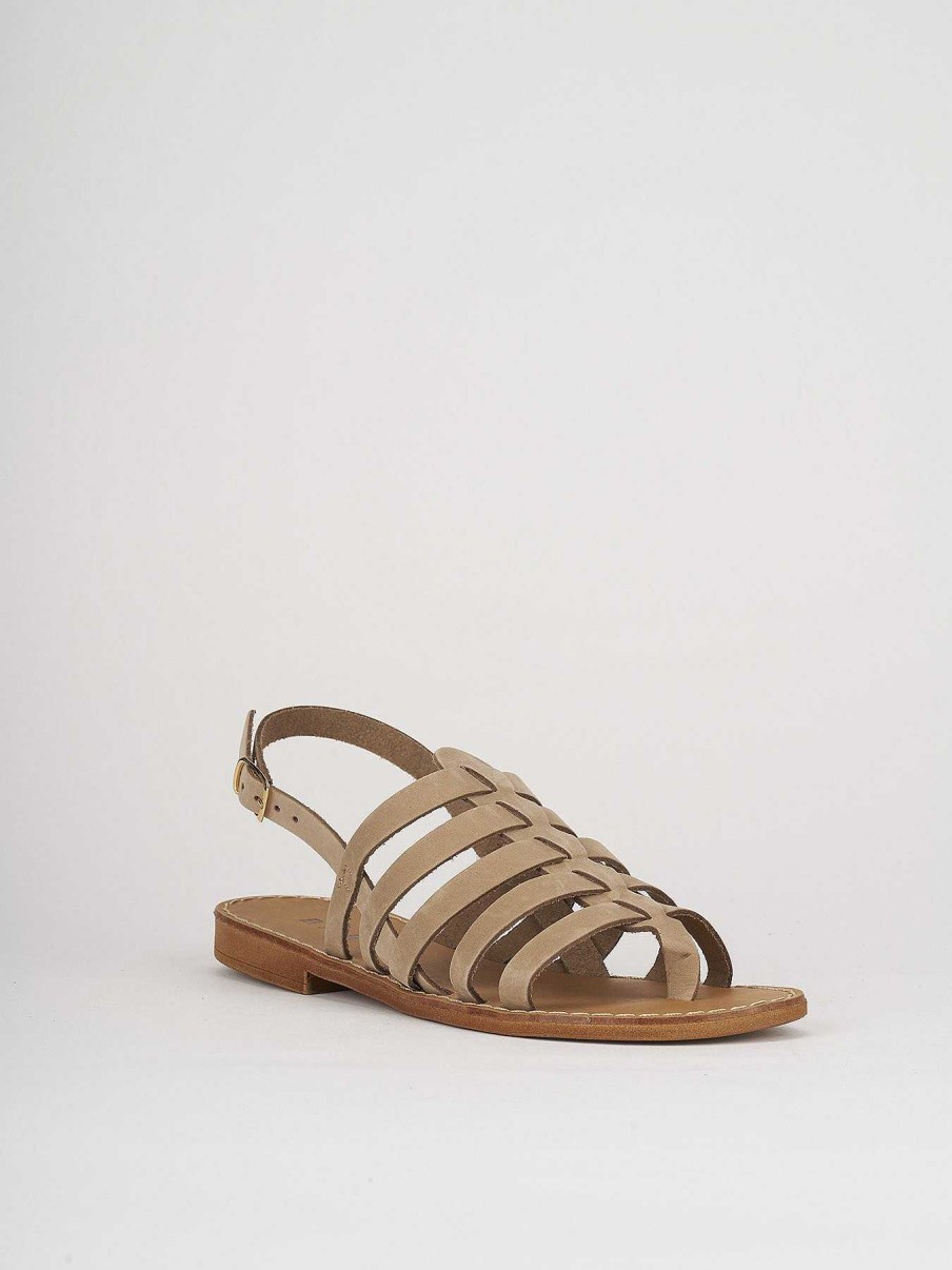 Donna Barca | Sandali Tacco Basso Tacco 1 Cm Camoscio Beige