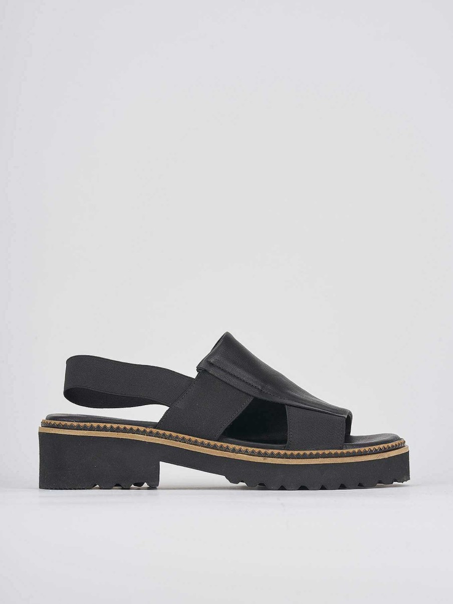 Donna Barca | Zeppa Tacco 5 Cm In Pelle Nera