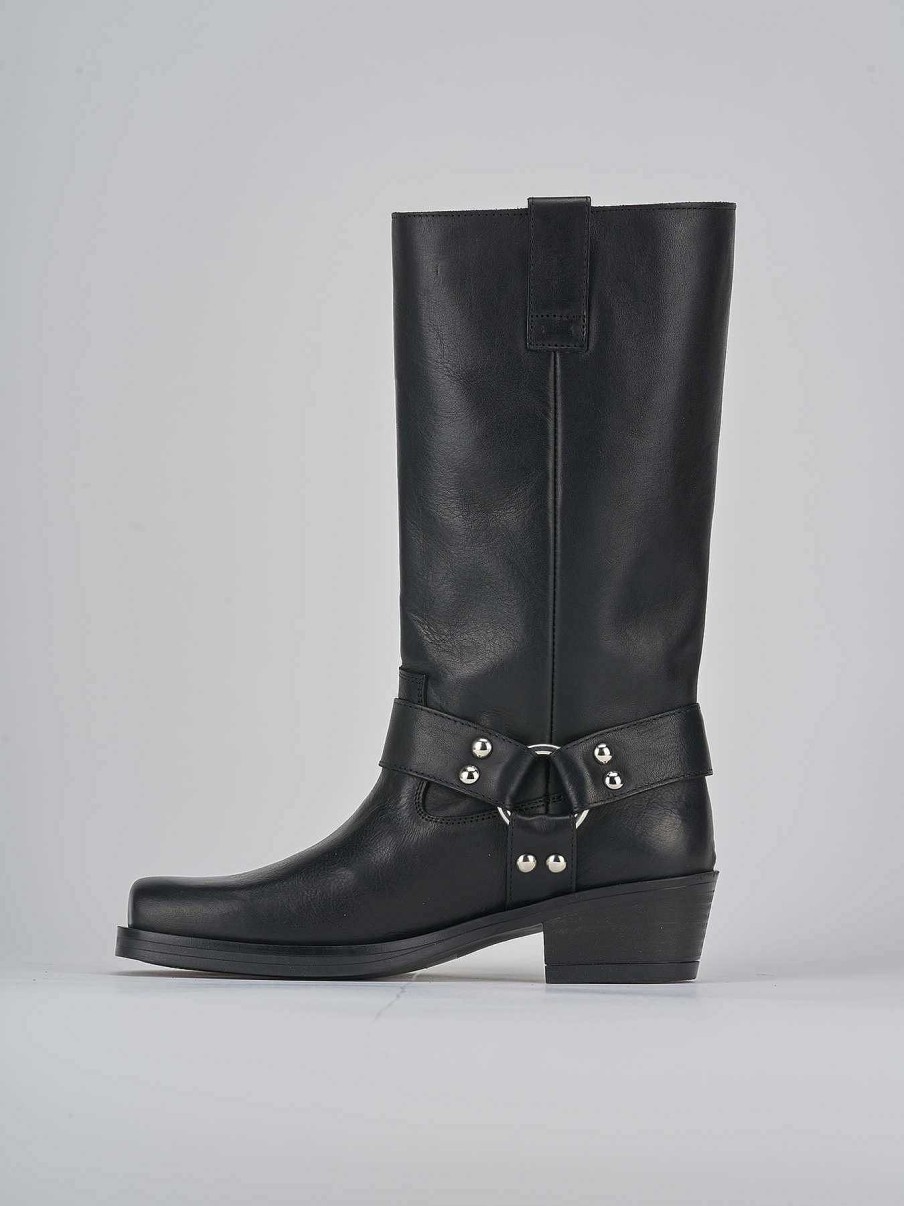 Donna Barca | Stivali Tacco 4Cm Pelle Nero