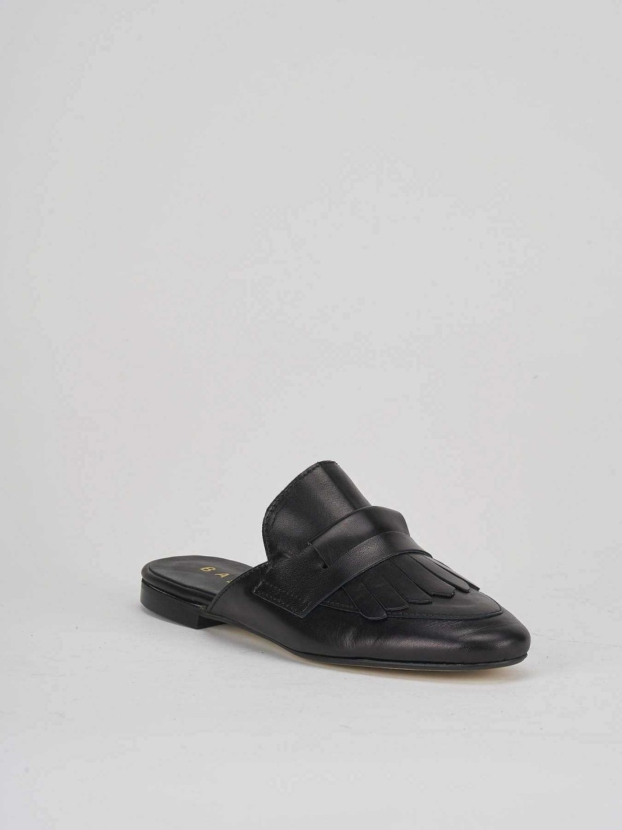 Donna Barca | Sabot Tacco 1 Cm In Pelle Nera