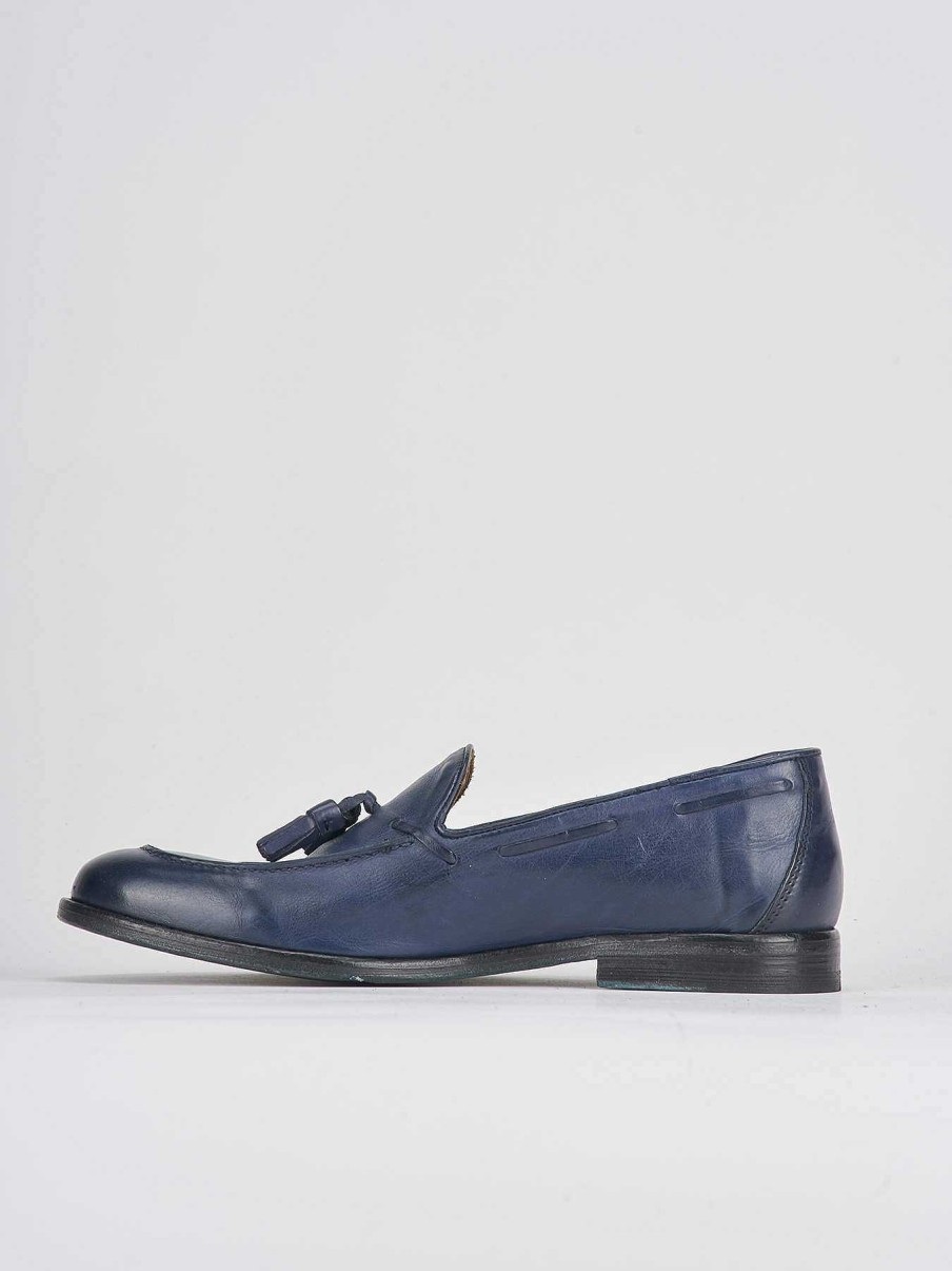 Uomo Barca | Mocassini Tacco 2 Cm In Pelle Blu