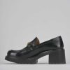 Donna Barca | Mocassini Tacco 6 Cm In Pelle Nera