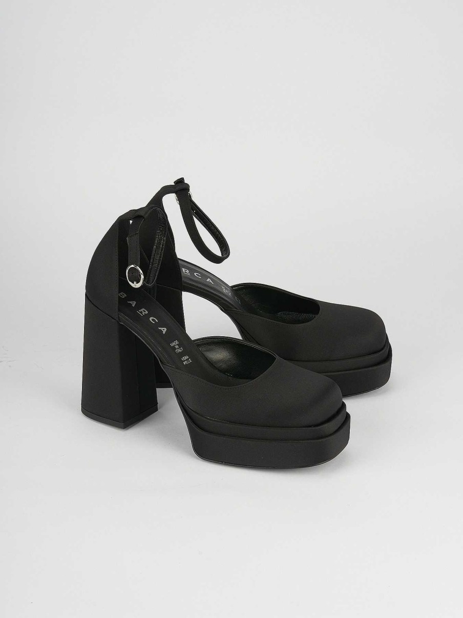 Donna Barca | Decollete Tacco 11 Cm In Raso Nero