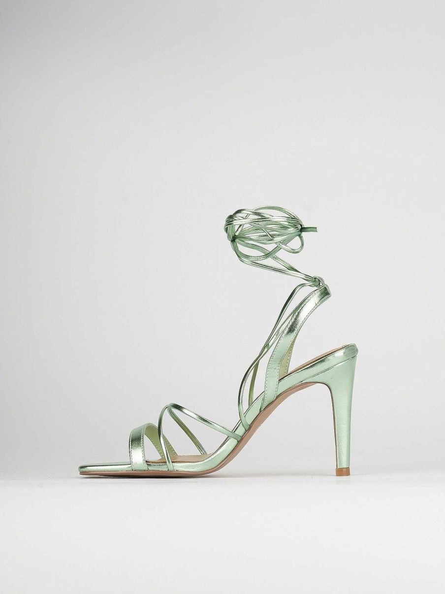 Donna Barca | Sandali Tacco Alto Tacco 8 Cm In Pelle Verde