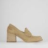 Donna Barca | Mocassino Tacco 6 Cm In Camoscio Beige