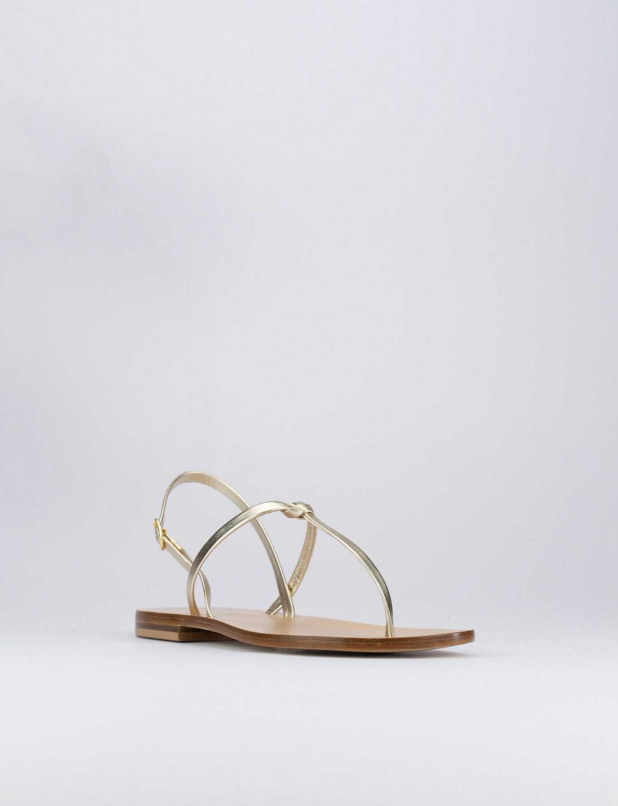 Donna Barca | Infradito Tacco 1 Cm In Pelle Oro