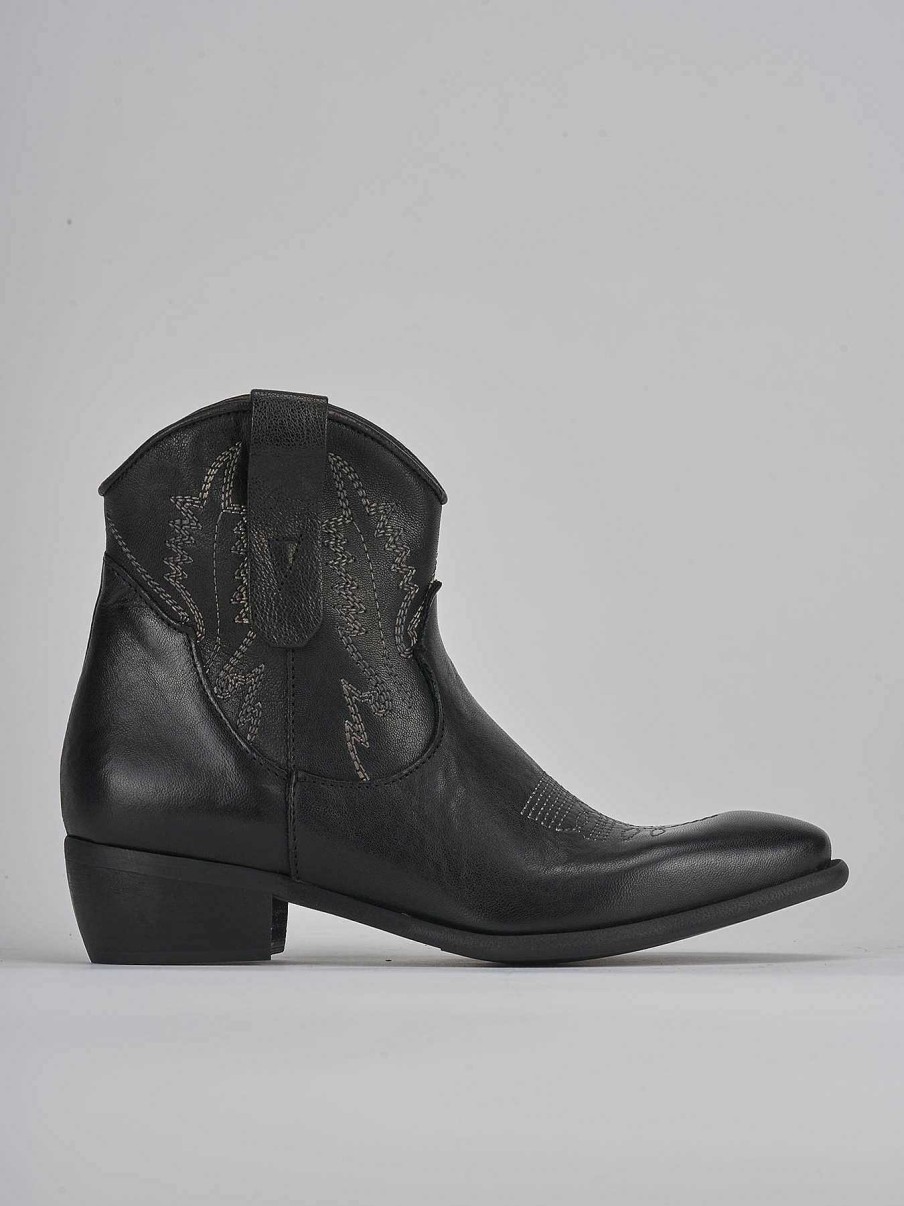 Donna Barca | Stivaletti Tacco Basso Tacco 2 Cm In Pelle Nera