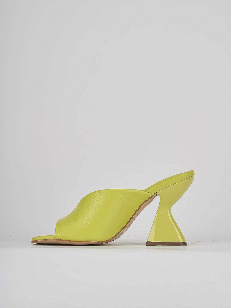 Donna Barca | Ciabatte Tacco 9 Cm In Pelle Verde