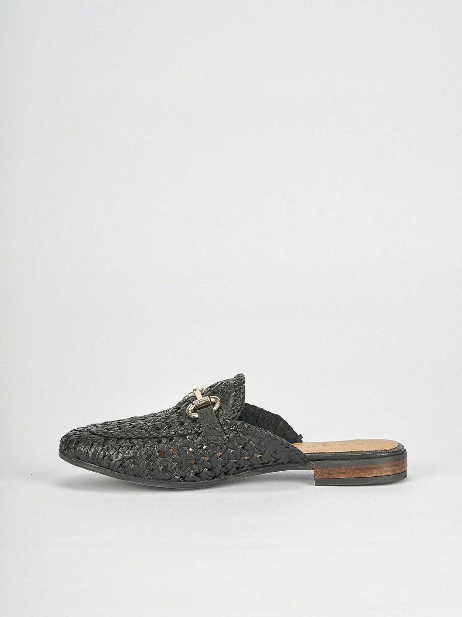 Donna Barca | Sabot Tacco 1 Cm In Pelle Nera