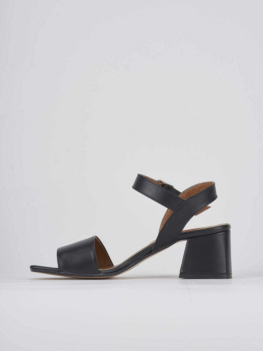 Donna Barca | Sandali Tacco Alto Tacco 5 Cm In Pelle Nera