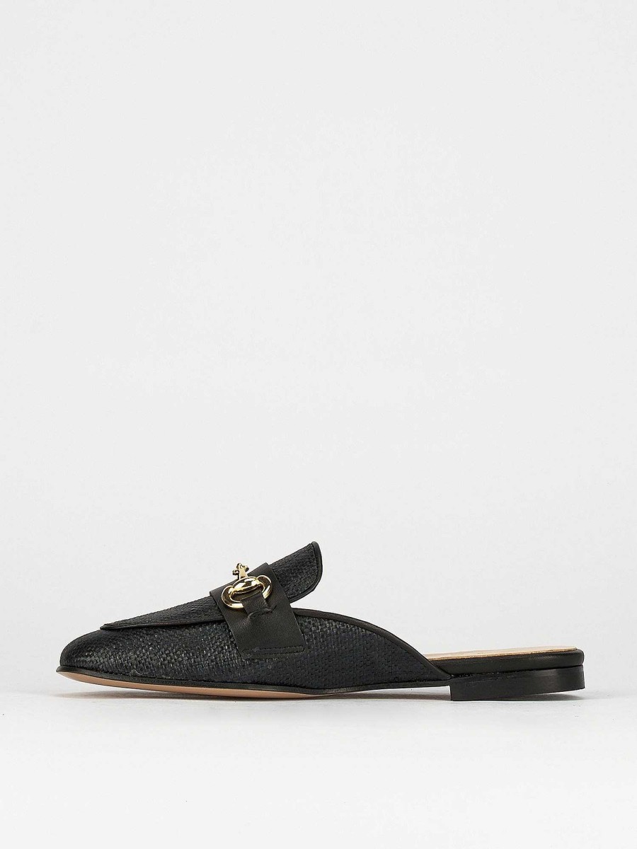 Donna Barca | Sabot Tacco 1 Cm In Tessuto Nero