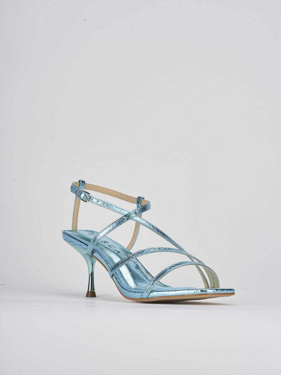 Donna Barca | Sandali Tacco Alto Tacco 6 Cm In Pitone Azzurro