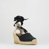 Donna Barca | Espadrillas Tacco 6 Cm In Tessuto Nero