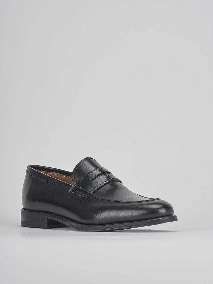 Uomo Barca | Mocassini Tacco 1 Cm In Pelle Nera