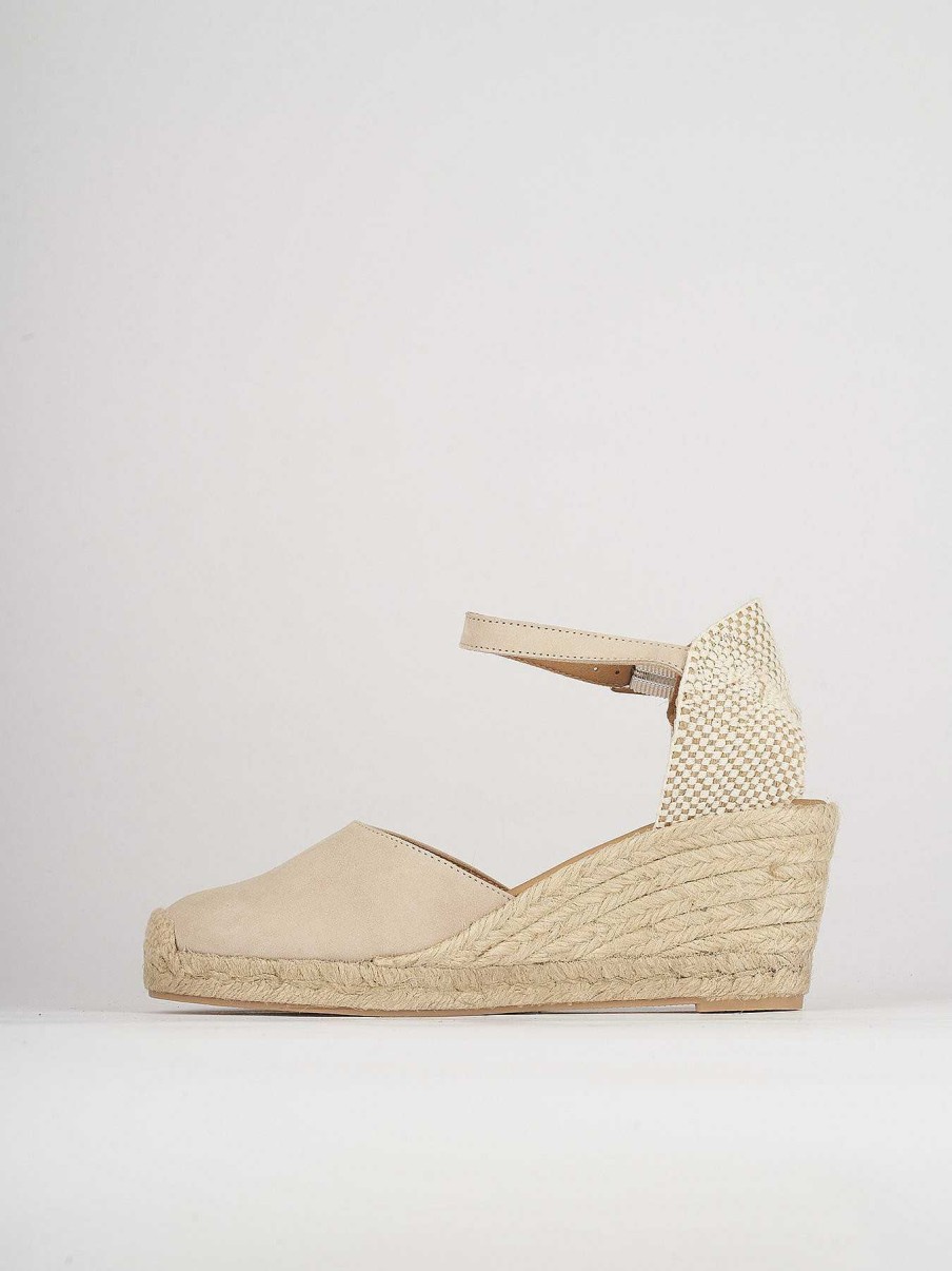 Donna Barca | Espadrillas Tacco 6 Cm In Pelle Beige