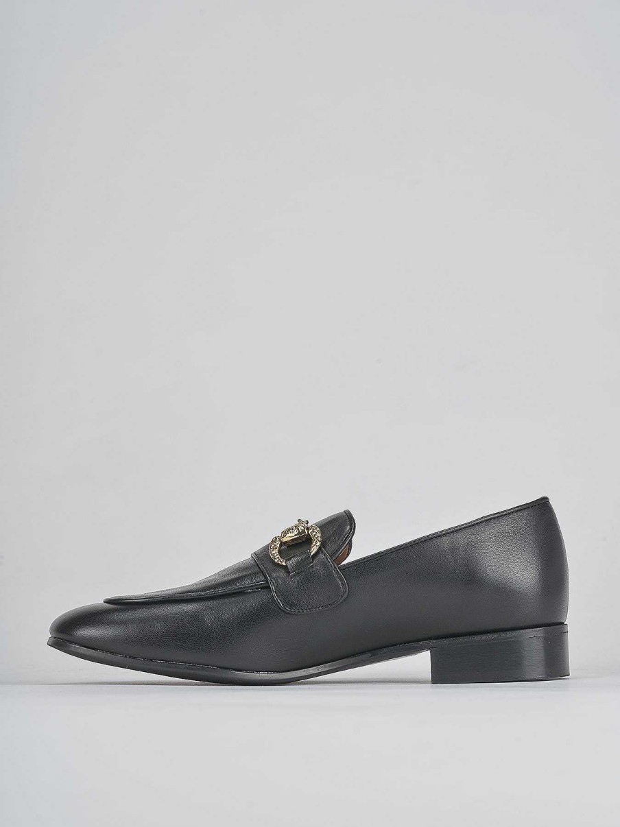 Donna Barca | Mocassini Tacco 1 Cm In Pelle Nera