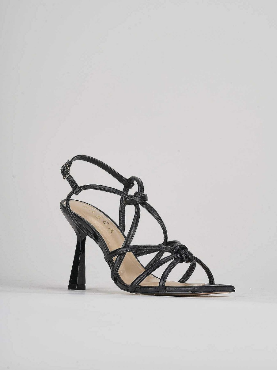 Donna Barca | Sandali Tacco Alto Tacco 9 Cm In Pelle Nera