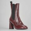 Donna Barca | Stivaletti Tacco Alto Tacco 7 Cm In Pelle Bordeaux