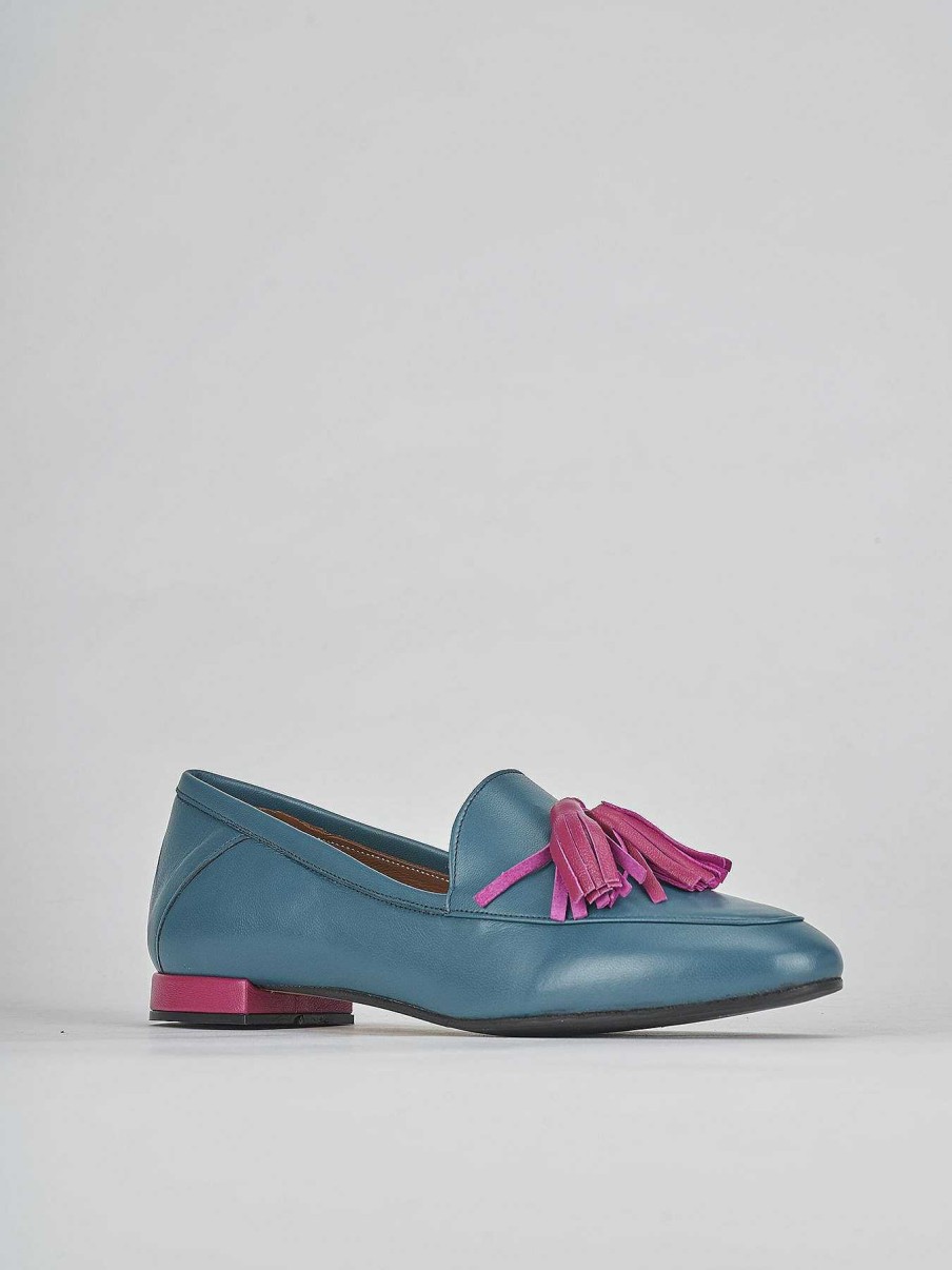 Donna Barca | Mocassini Tacco 1 Cm In Pelle Blu