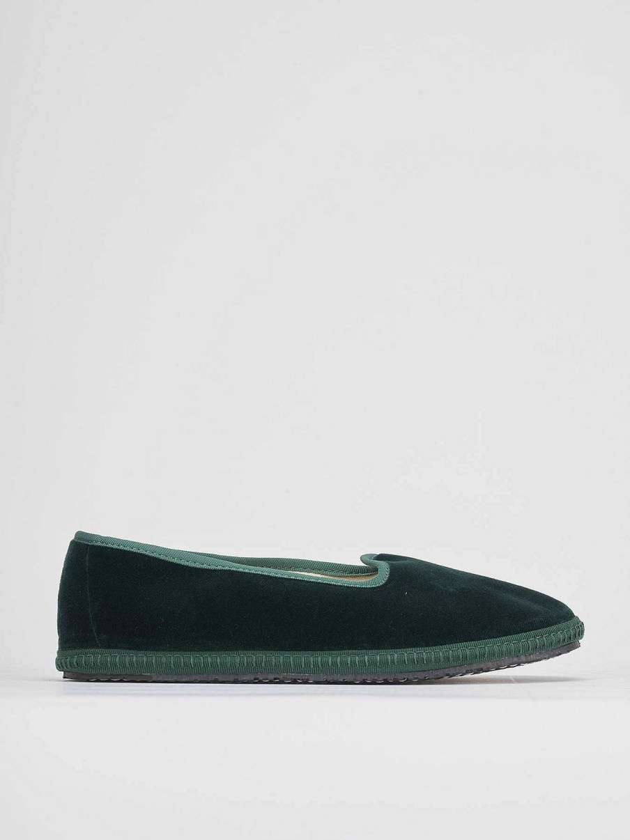 Donna Barca | Scarpe Basse Tacco 1 Cm In Velluto Verde