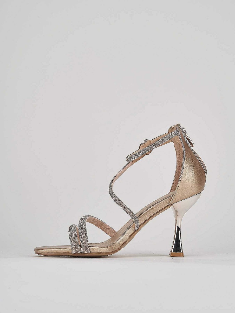 Donna Barca | Sandali Tacco Alto Tacco 8 Cm In Pelle Bronzo