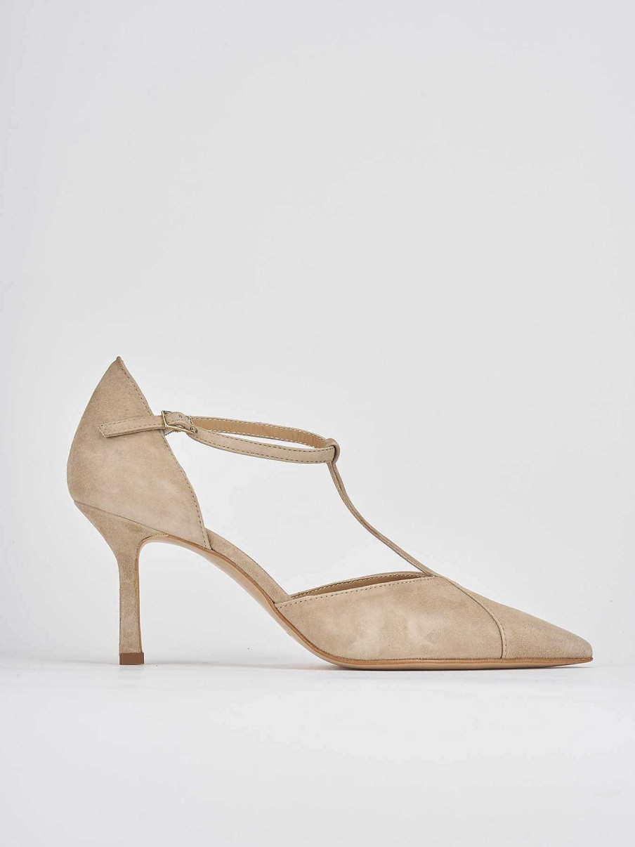 Donna Barca | Decollete Tacco 8Cm Camoscio Beige