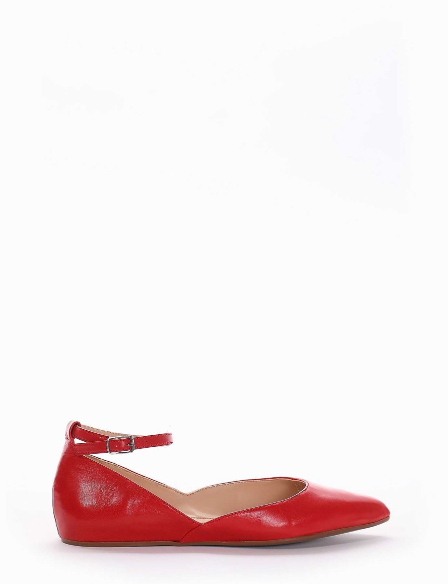 Donna Barca | Scarpe Basse Tacco 1 Cm In Pelle Rossa