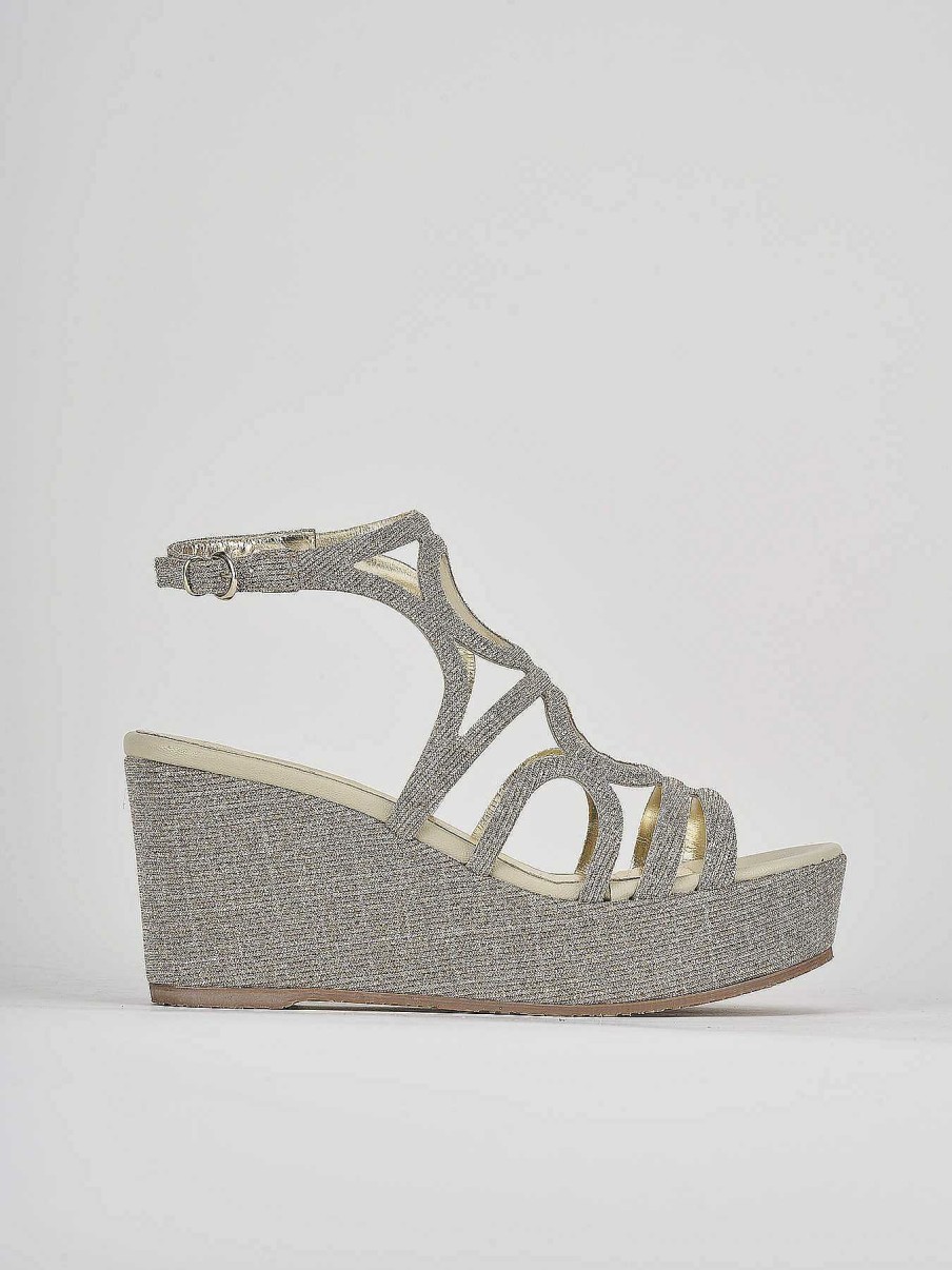 Donna Barca | Zeppa Tacco 8 Cm In Pelle Oro