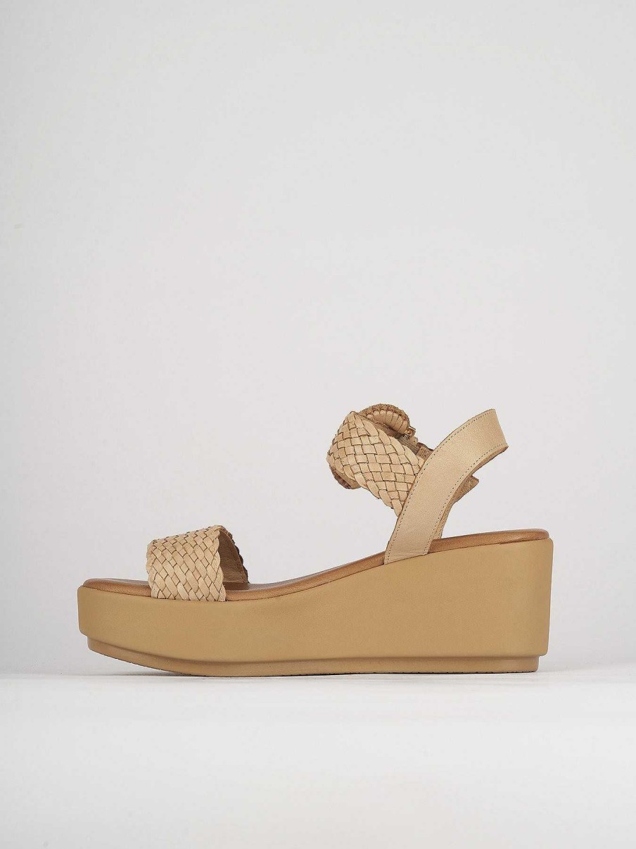 Donna Barca | Zeppa Tacco 7 Cm In Pelle Beige