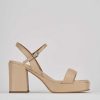 Donna Barca | Sandali Tacco Alto Tacco 8 Cm In Pelle Beige