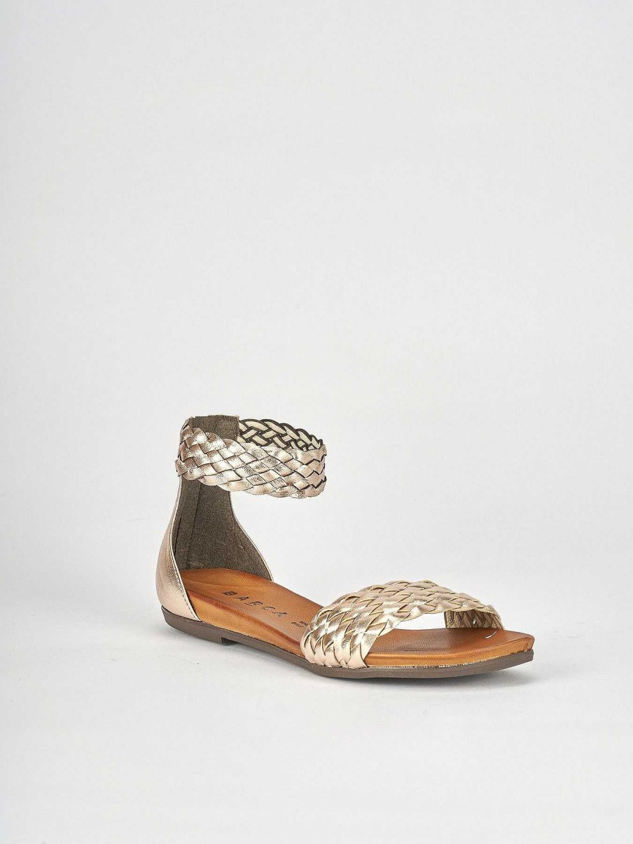 Donna Barca | Sandali Tacco Basso Tacco 1 Cm In Pelle Bronzo