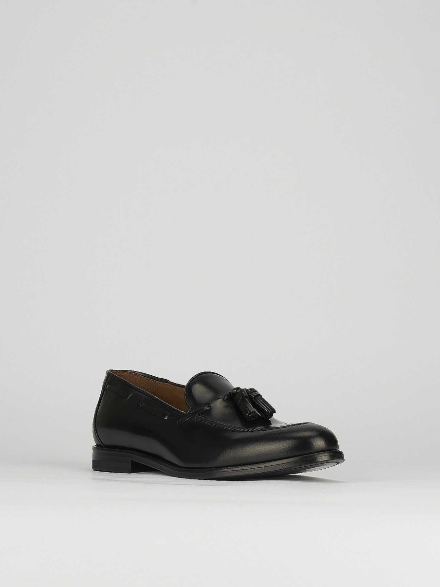 Uomo Barca | Mocassini Tacco 2 Cm In Pelle Nera