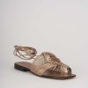 Donna Barca | Sandali Tacco Basso Tacco 1 Cm In Pelle Bronzo