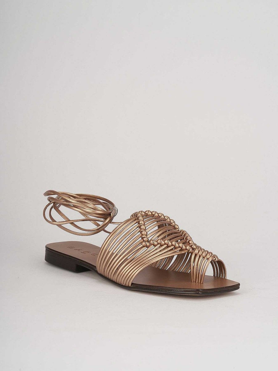 Donna Barca | Sandali Tacco Basso Tacco 1 Cm In Pelle Bronzo