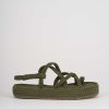 Donna Barca | Sandali Tacco Basso Tacco 1 Cm In Pelle Verde