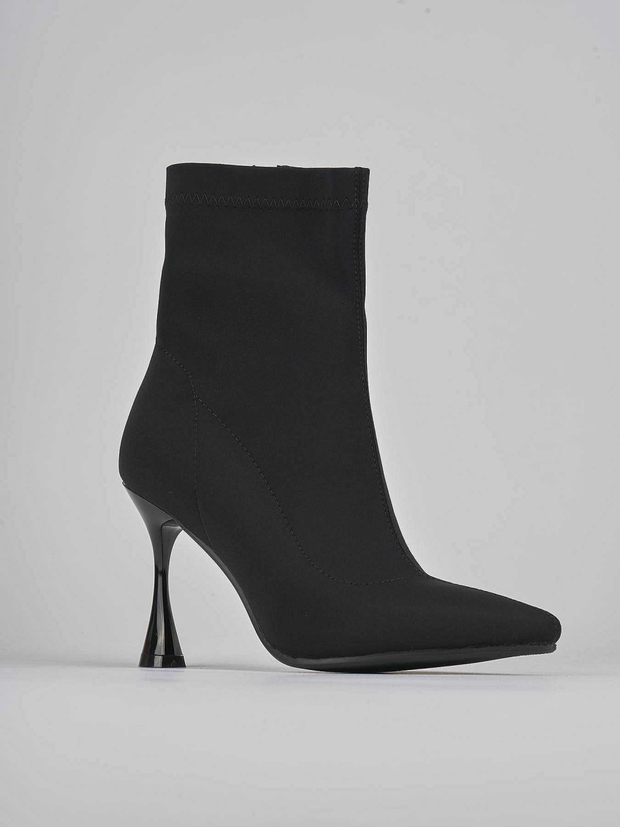 Donna Barca | Stivaletti Tacco Alto Tacco 7 Cm In Tessuto Nero