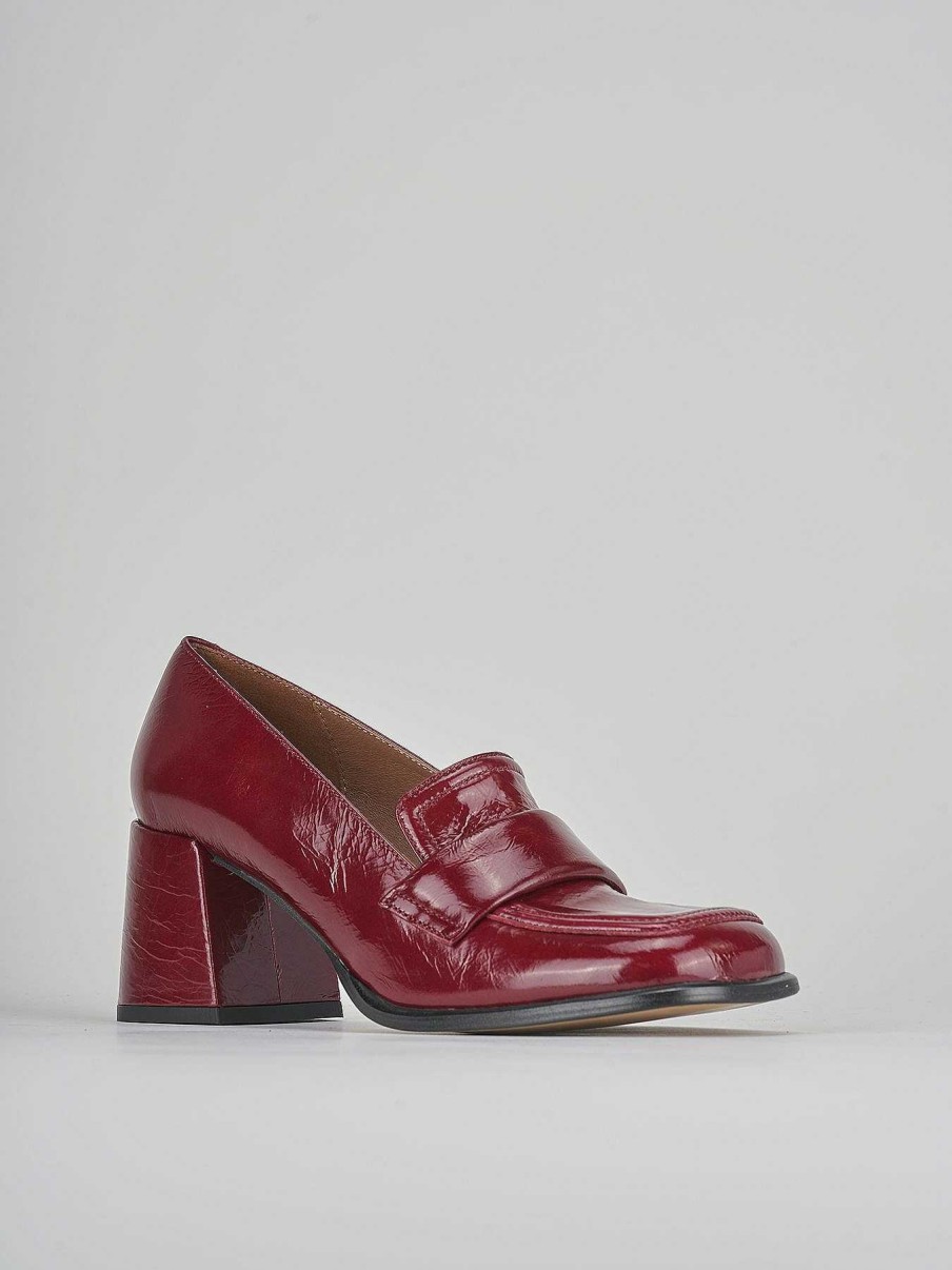 Donna Barca | Mocassino Tacco 5 Cm In Pelle Bordeaux