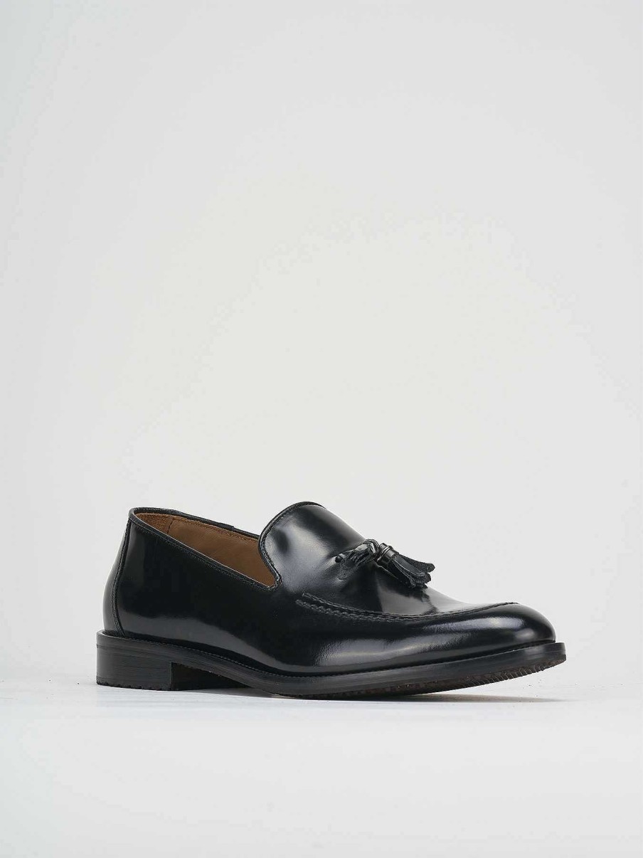 Uomo Barca | Mocassini Tacco 1 Cm In Pelle Nera